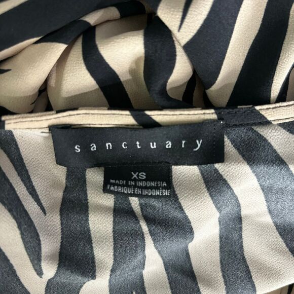 Sanctuary Zebra Print Peplum Top Women's XS V Neck Blouse Y2K Boho Chic Party - Picture 7 of 10